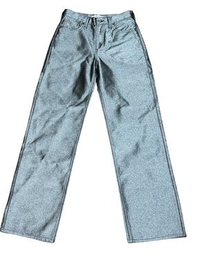 🩶 Abercrombie & Fitch High Rise Loose Sparkle Gray Jeans Size 25